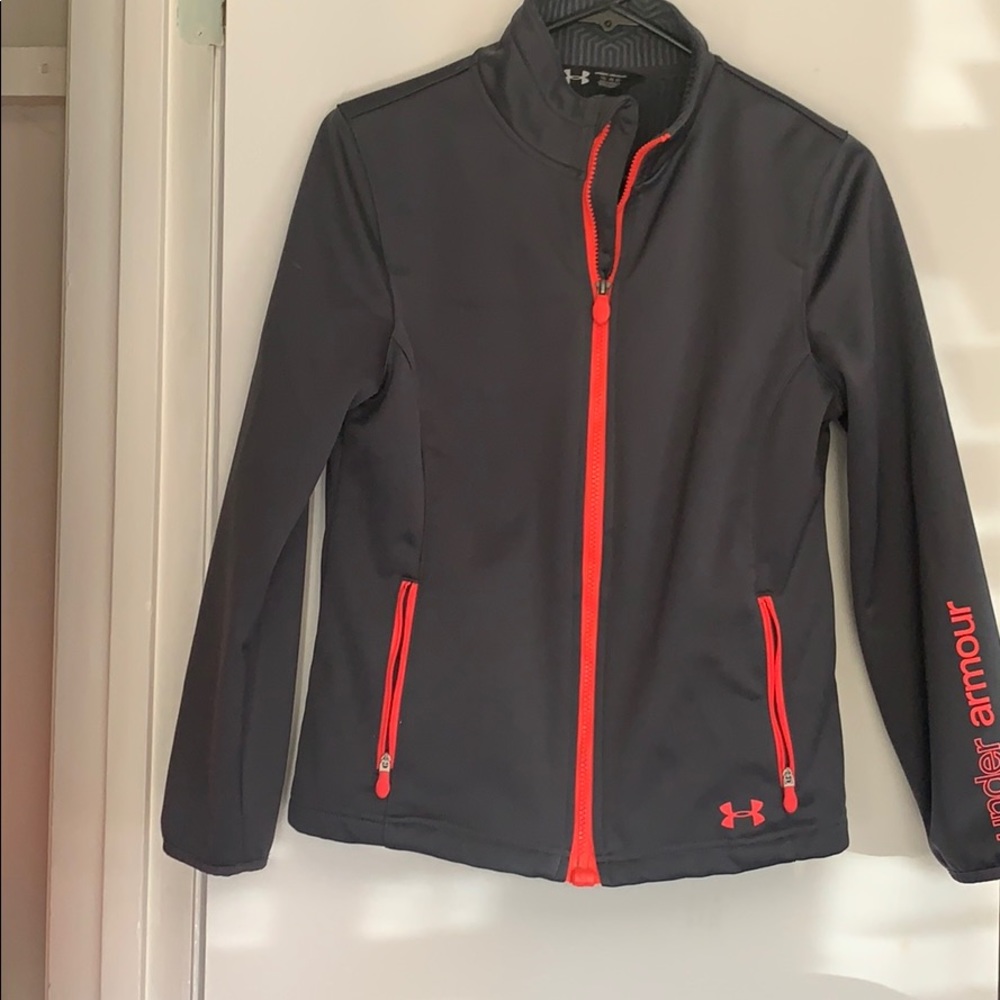 YXL gray under armour jacket NWOT